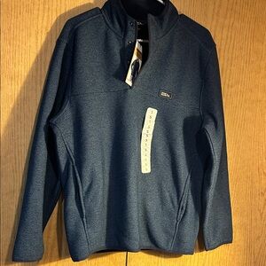 NWT Eddie Bauer Navy Heather Quarter-Zip Sweater Fleece